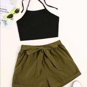 🏝Backless Halter Top & Shorts Set